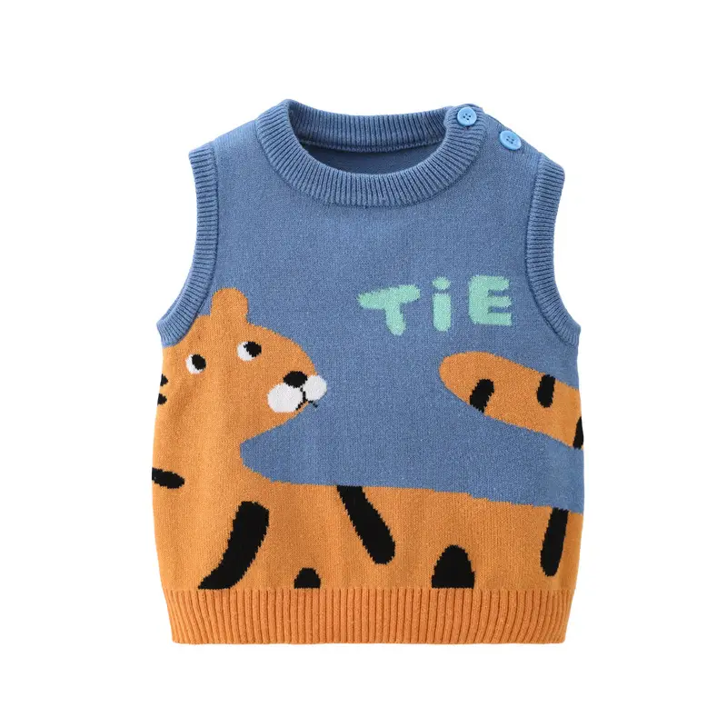 Spring Cartoon Knitted Baby Vest Red Yellow Blue - Image 7