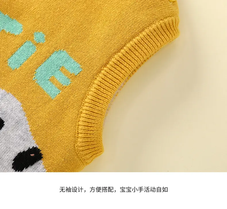 Spring Cartoon Knitted Baby Vest Red Yellow Blue — feature 13
