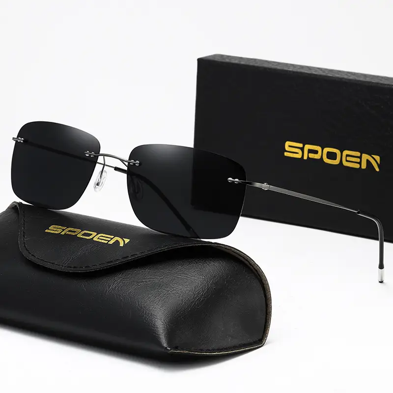Men's Titanium Alloy Polarized Sunglasses Gray High Definition - Image 4