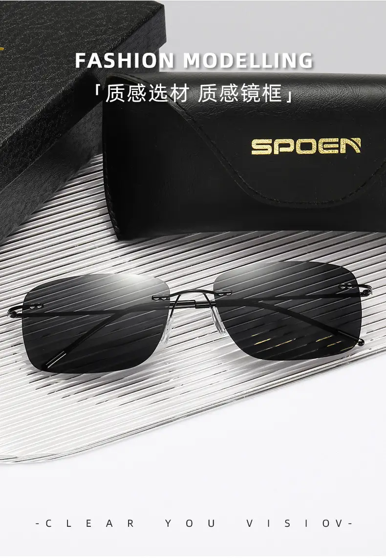 Men's Titanium Alloy Polarized Sunglasses Gray High Definition β feature 6