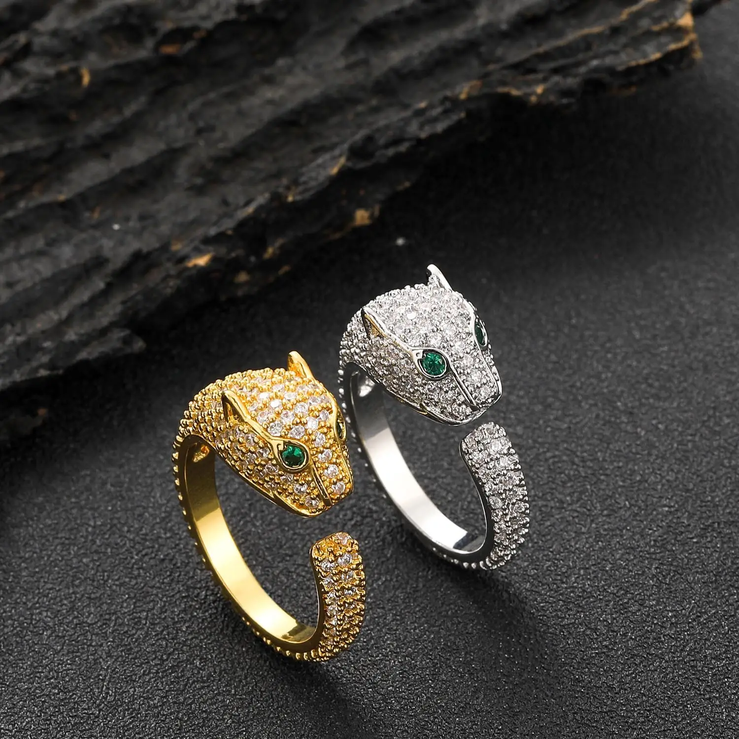 Leopard Snake Rings Gold & Silver with Zircon - Image 5