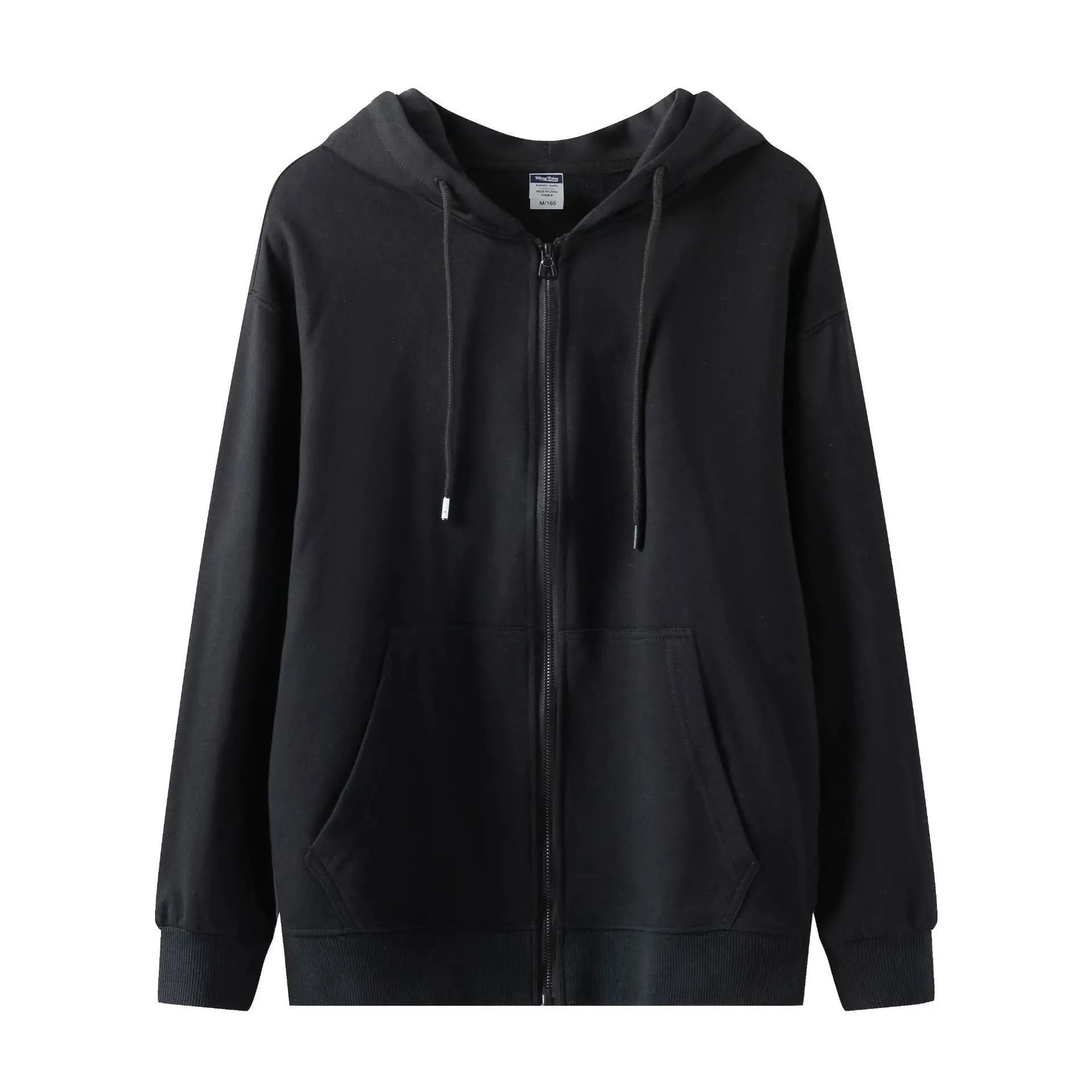 Men Light Green Full Zip Hoodie Turtleneck - Image 2