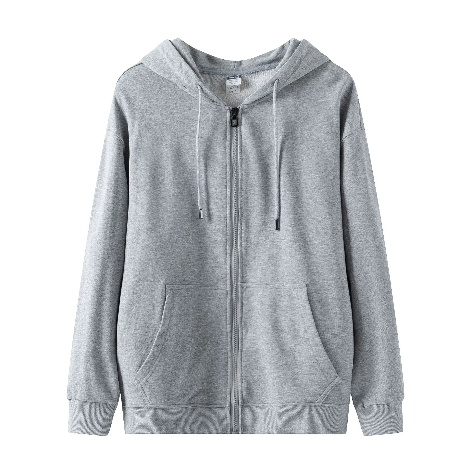 Men Light Green Full Zip Hoodie Turtleneck - Image 3
