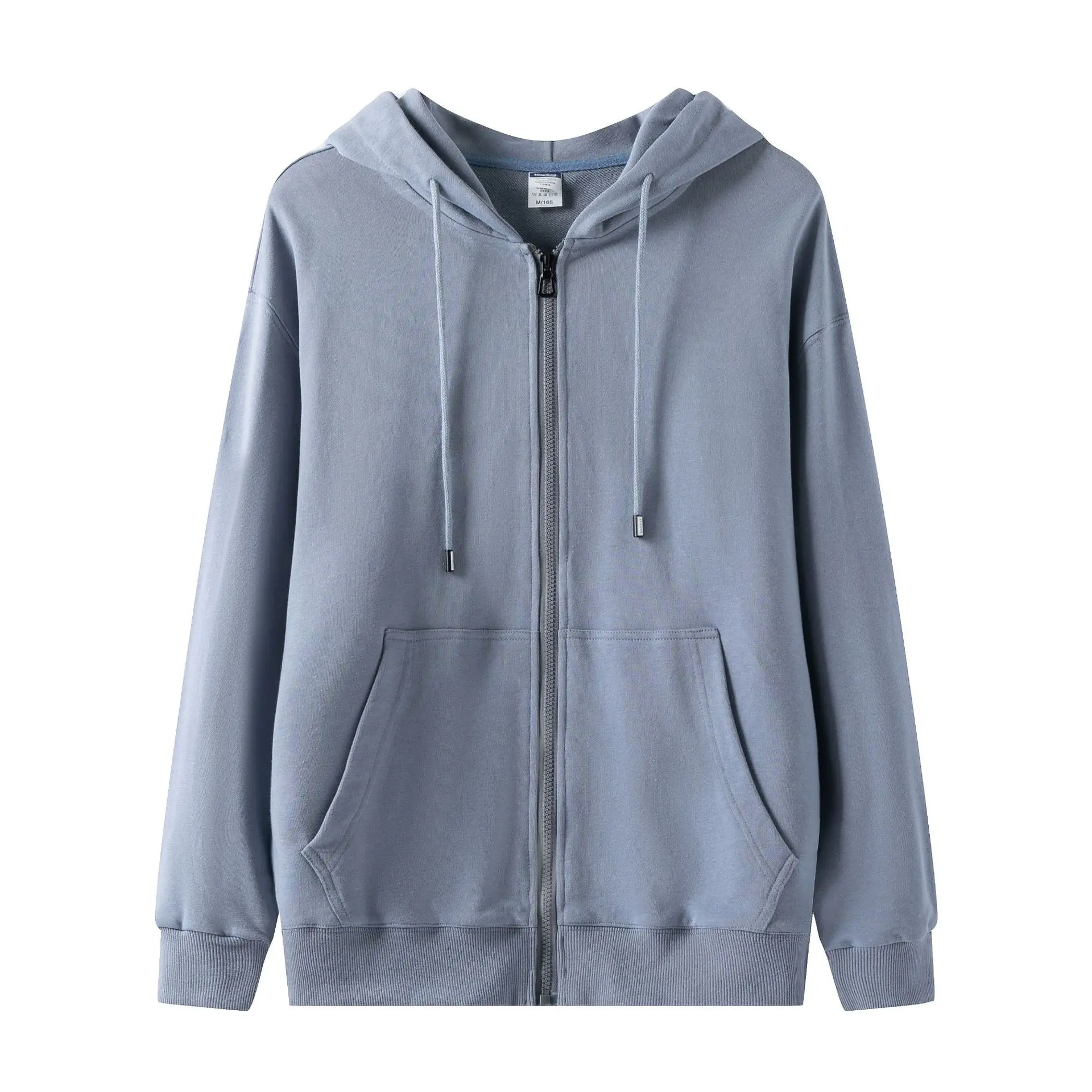 Men Light Green Full Zip Hoodie Turtleneck - Image 4