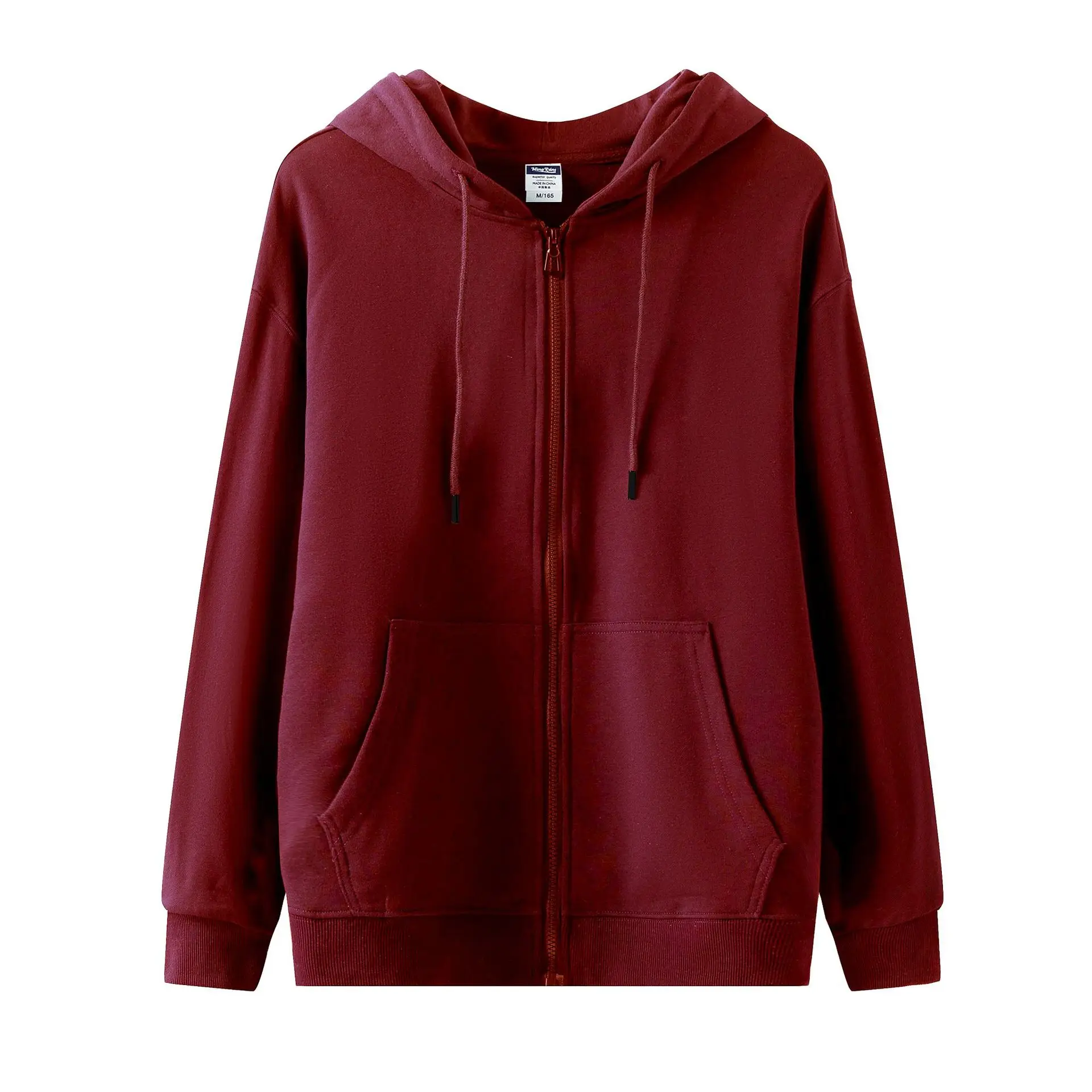 Men Light Green Full Zip Hoodie Turtleneck - Image 5