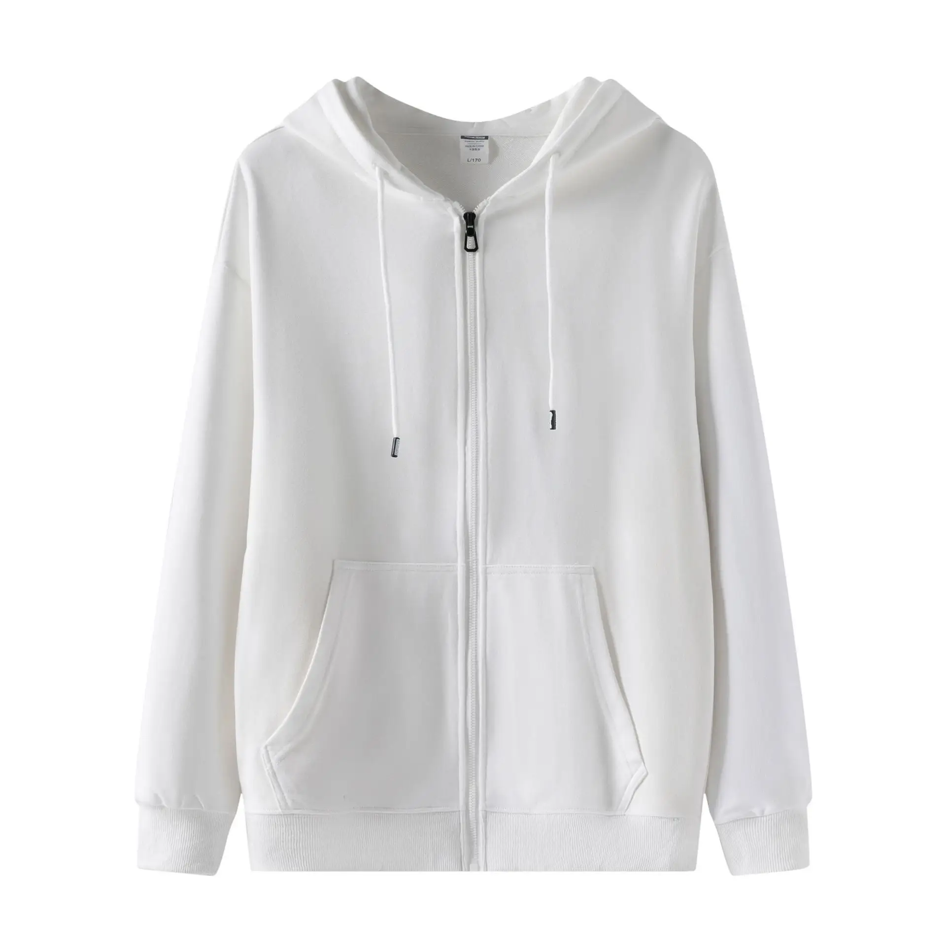 Men Light Green Full Zip Hoodie Turtleneck - Image 6