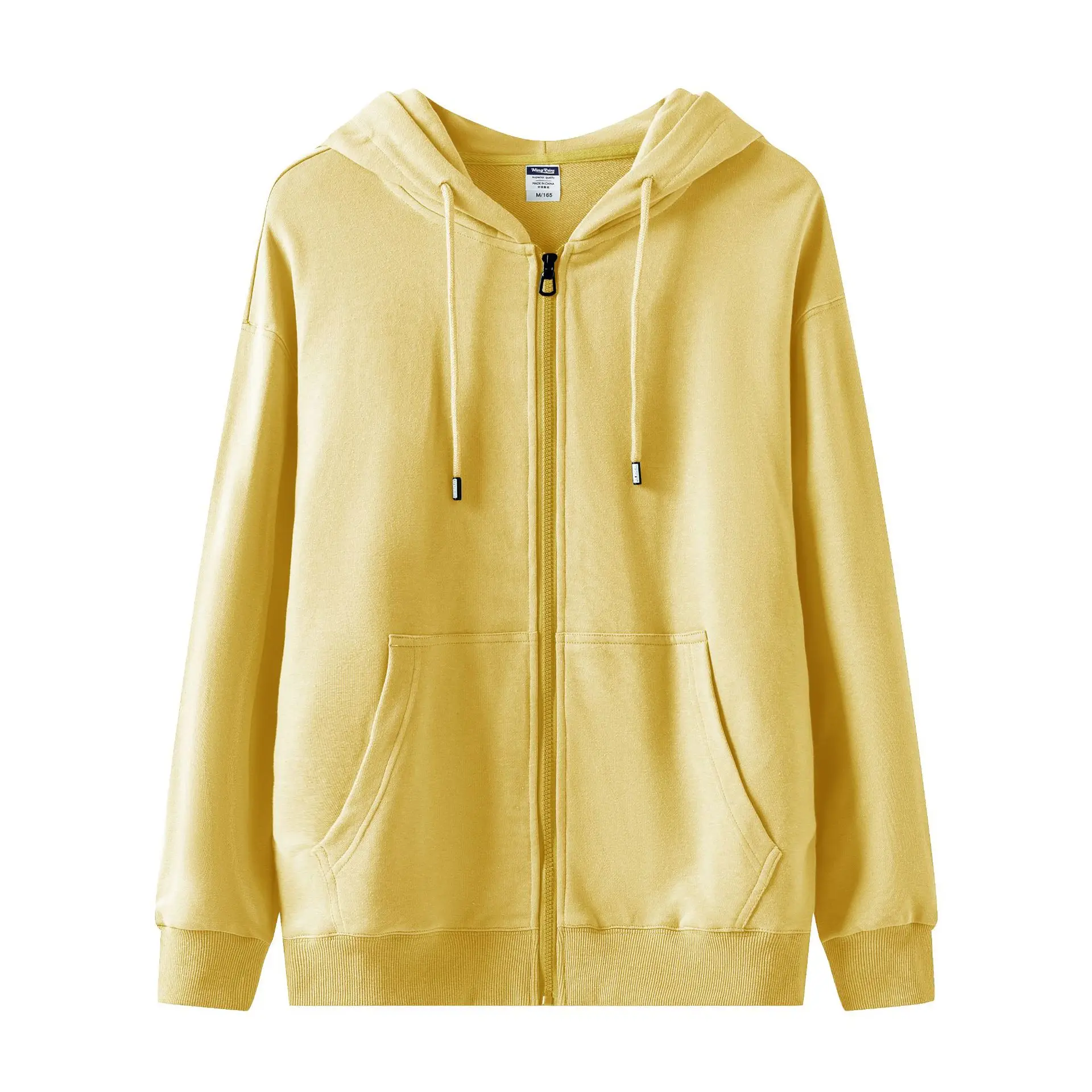 Men Light Green Full Zip Hoodie Turtleneck - Image 8