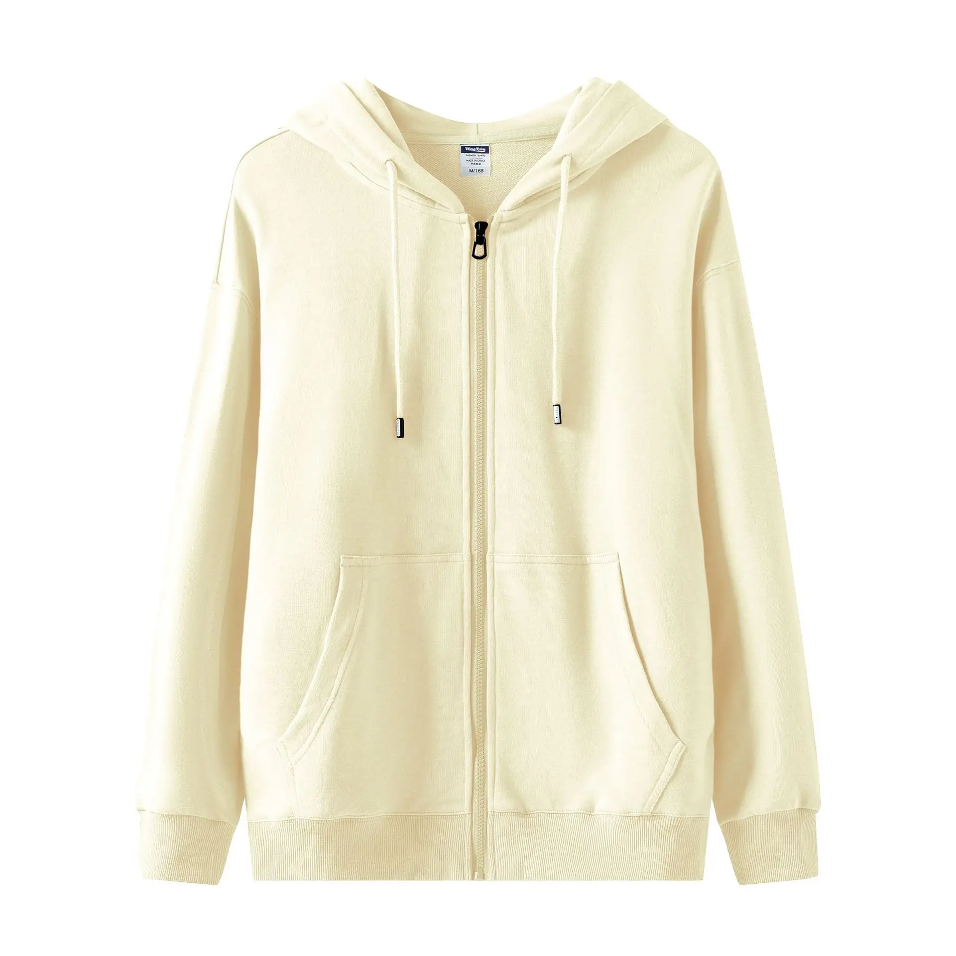 Men Light Green Full Zip Hoodie Turtleneck - Image 9