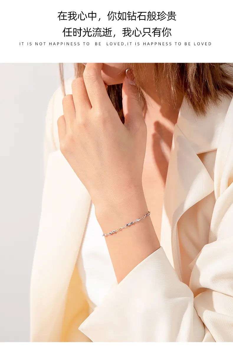 S925 Sterling Silver Star and Moon Couple Bracelet for Women, High-End, Versatile Wrist Jewelry, Hand Jewelry, Sterling Silver Bracelet Wholesale — feature 13