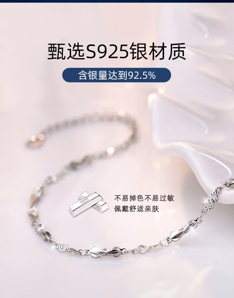 S925 Sterling Silver Star and Moon Couple Bracelet for Women, High-End, Versatile Wrist Jewelry, Hand Jewelry, Sterling Silver Bracelet Wholesale — feature 5