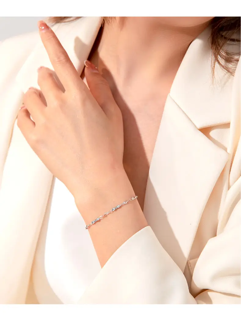 S925 Sterling Silver Star and Moon Couple Bracelet for Women, High-End, Versatile Wrist Jewelry, Hand Jewelry, Sterling Silver Bracelet Wholesale — feature 6