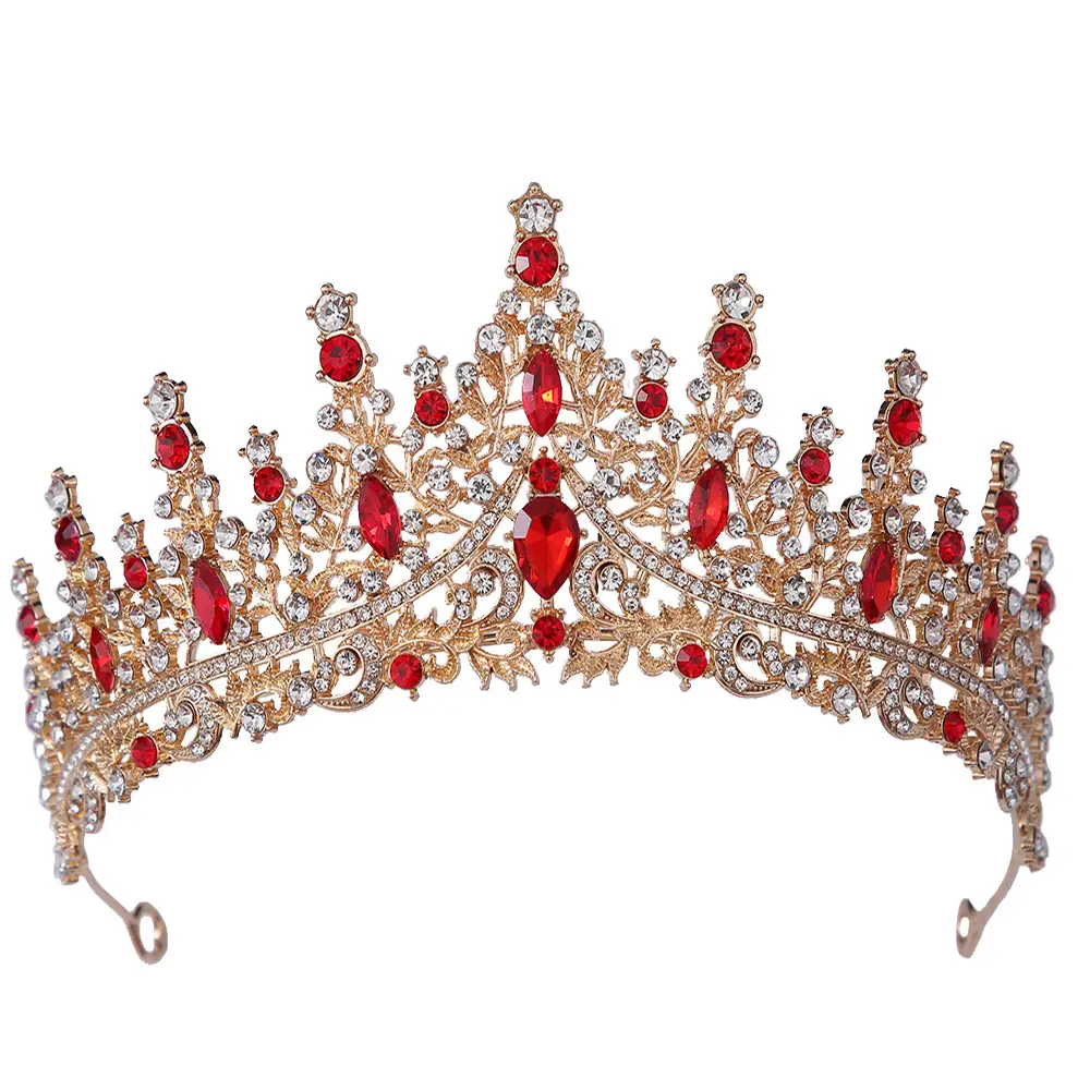 Bridal Crown with Red & Black Rhinestones - Image 25