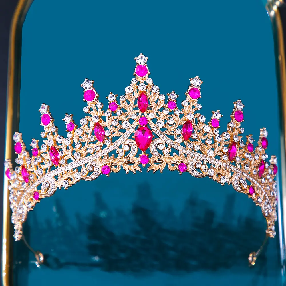 Bridal Crown with Red & Black Rhinestones - Image 16