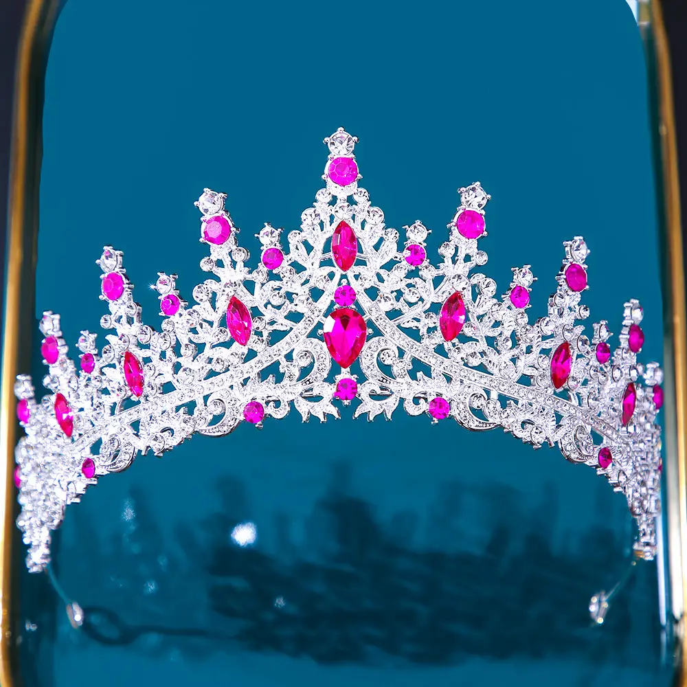 Bridal Crown with Red & Black Rhinestones - Image 7