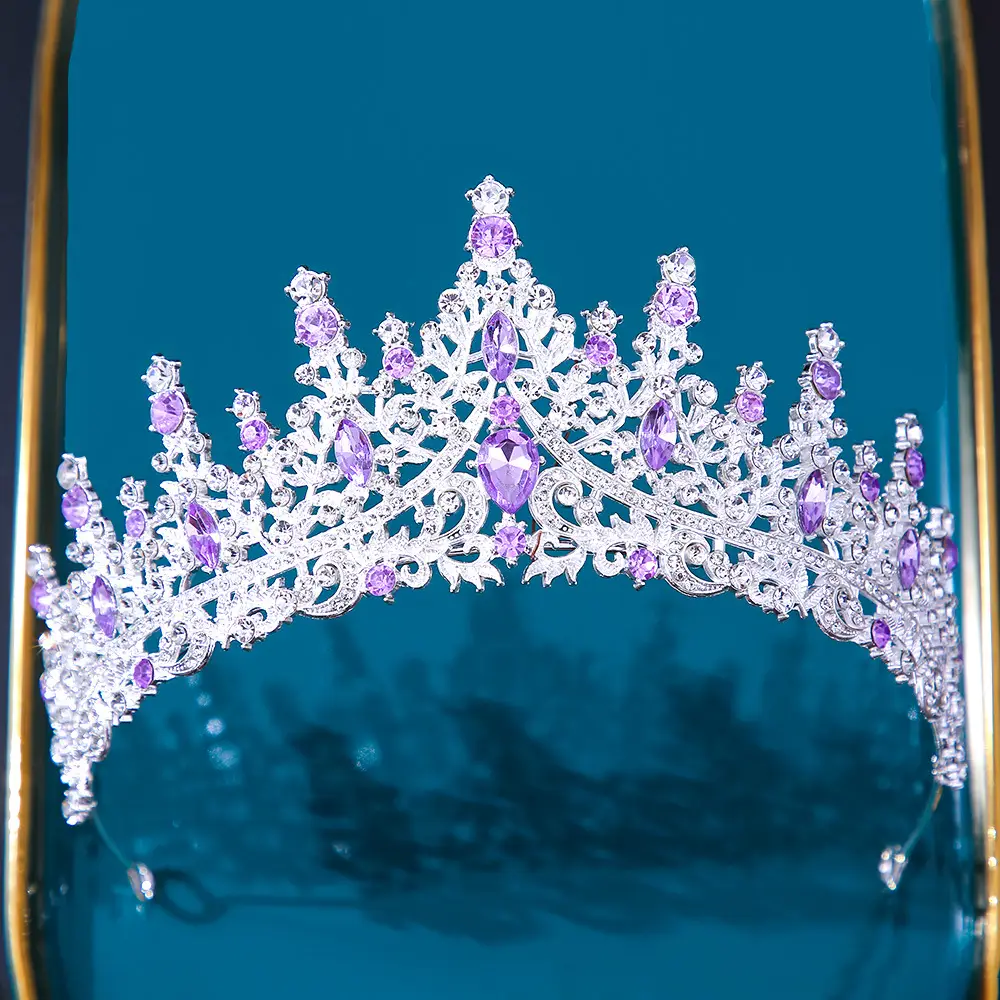 Bridal Crown with Red & Black Rhinestones - Image 8