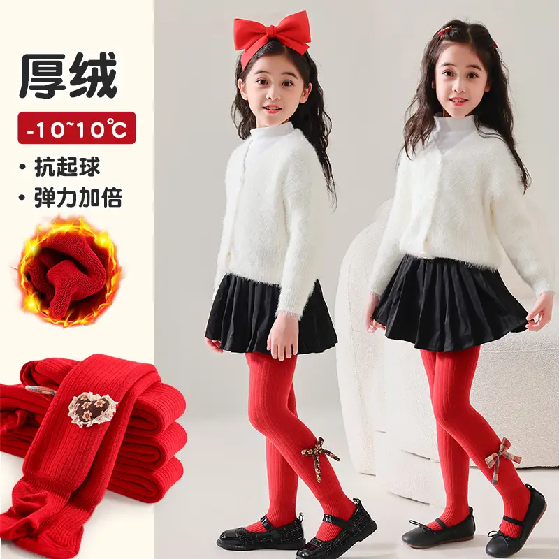 Red Bow Baby Socks for Girls Autumn Winter Warm Leggings - Image 11