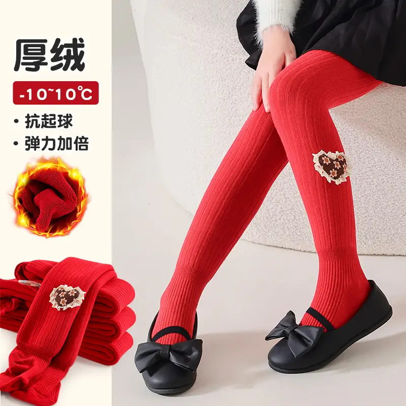 Red Bow Baby Socks for Girls Autumn Winter Warm Leggings - Image 12