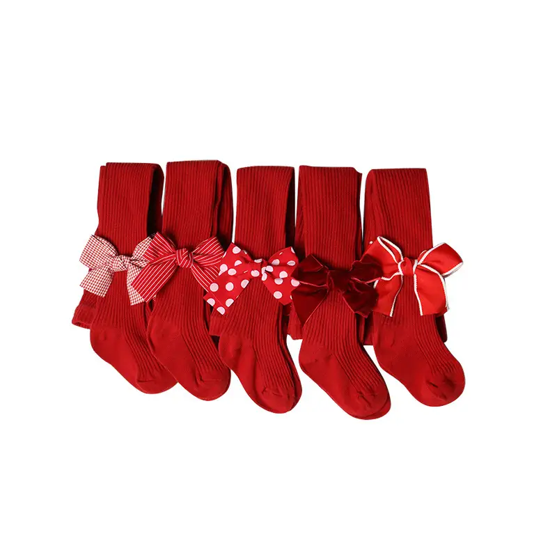 Red Bow Baby Socks for Girls Autumn Winter Warm Leggings - Image 14