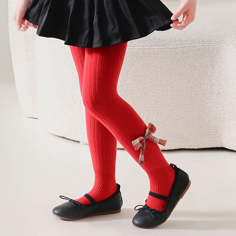 Red Bow Baby Socks for Girls Autumn Winter Warm Leggings - Image 7