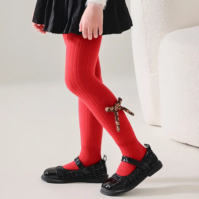 Red Bow Baby Socks for Girls Autumn Winter Warm Leggings - Image 9