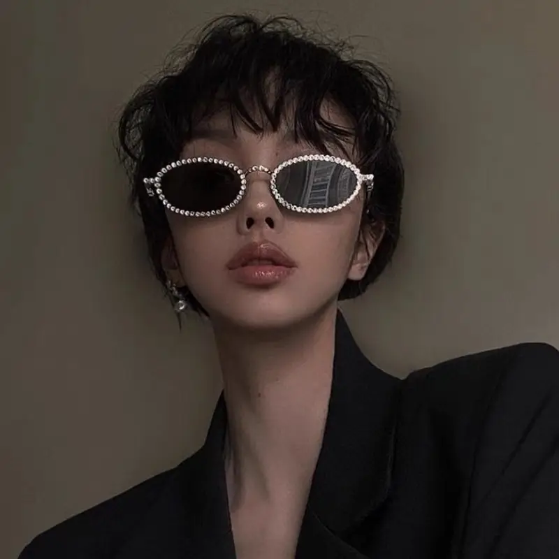 Diamond Oval Frame Women Sunglasses Anti-Blue Light - Image 10