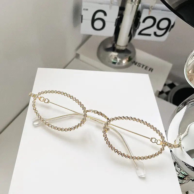 Diamond Oval Frame Women Sunglasses Anti-Blue Light - Image 11