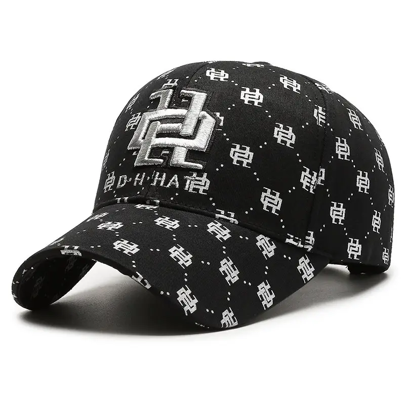 Men Korean Print Baseball Cap Black Spring Autumn - Image 3
