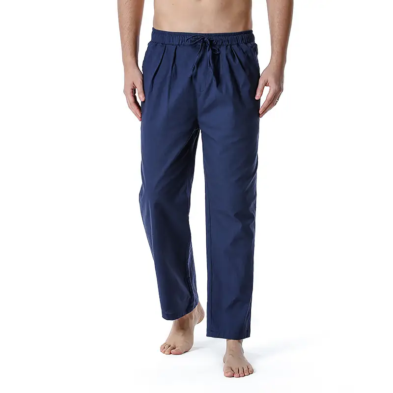 Men Linen Cotton Loose Pants Elastic Waist Yoga Pants — feature 14