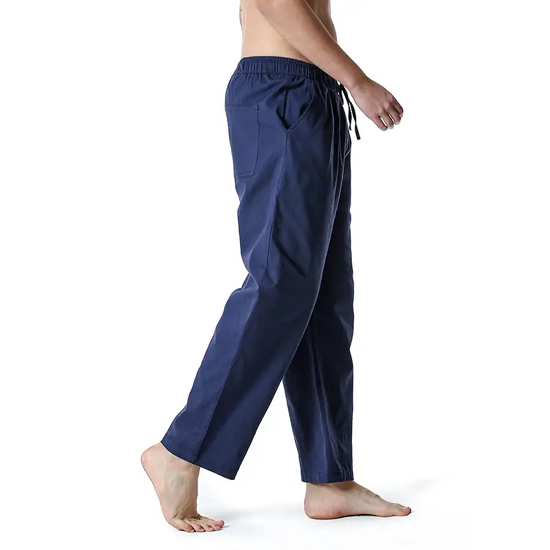 Men Linen Cotton Loose Pants Elastic Waist Yoga Pants — feature 16