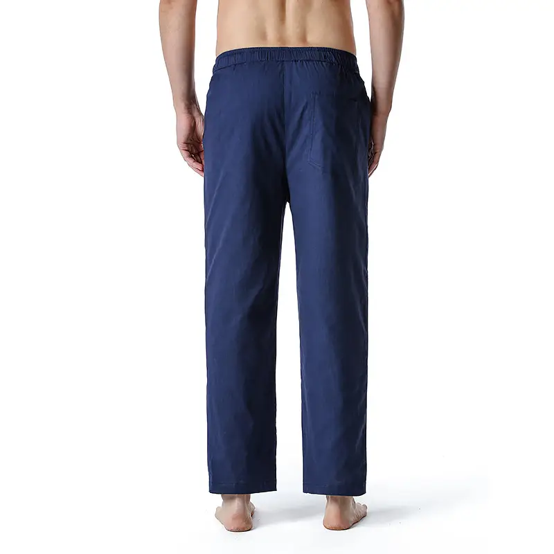 Men Linen Cotton Loose Pants Elastic Waist Yoga Pants — feature 17