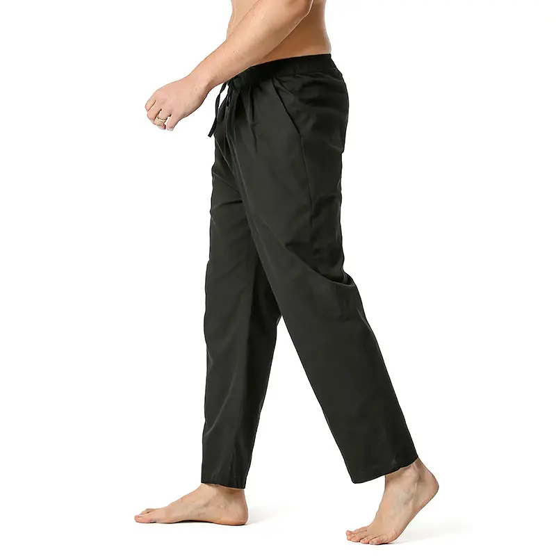 Men Linen Cotton Loose Pants Elastic Waist Yoga Pants — feature 19