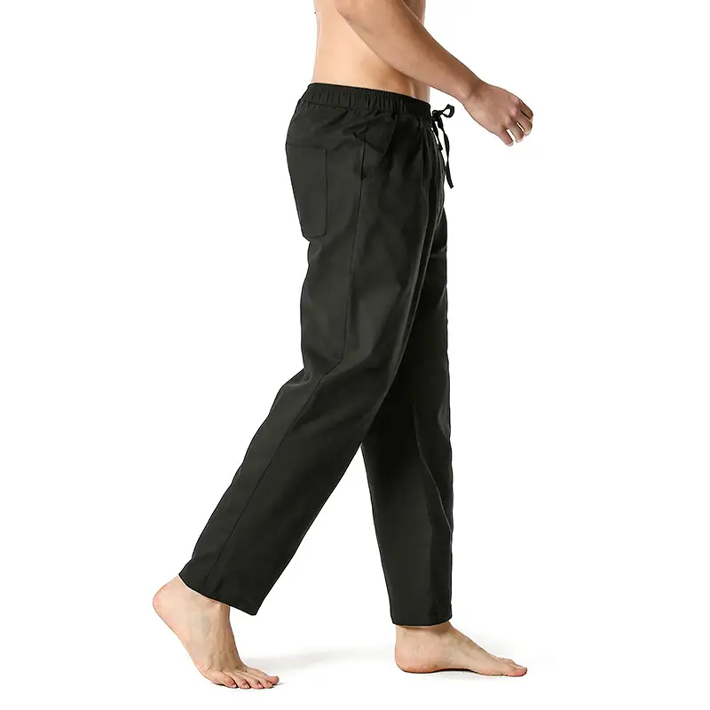 Men Linen Cotton Loose Pants Elastic Waist Yoga Pants — feature 20
