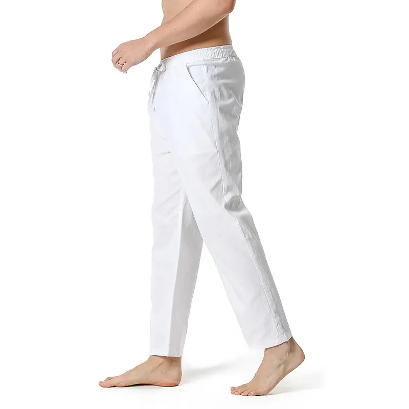 Men Linen Cotton Loose Pants Elastic Waist Yoga Pants — feature 23