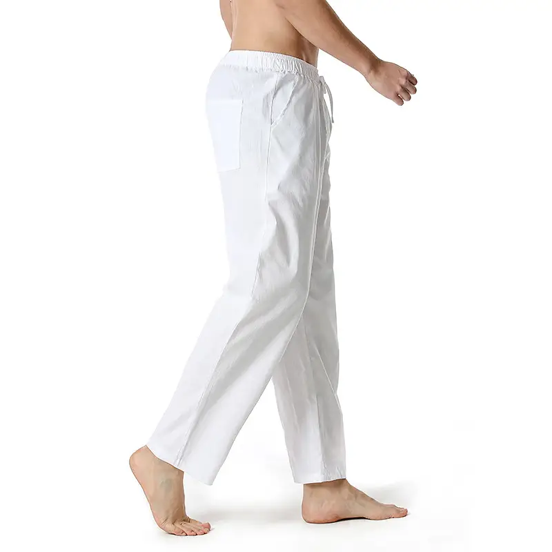 Men Linen Cotton Loose Pants Elastic Waist Yoga Pants — feature 24