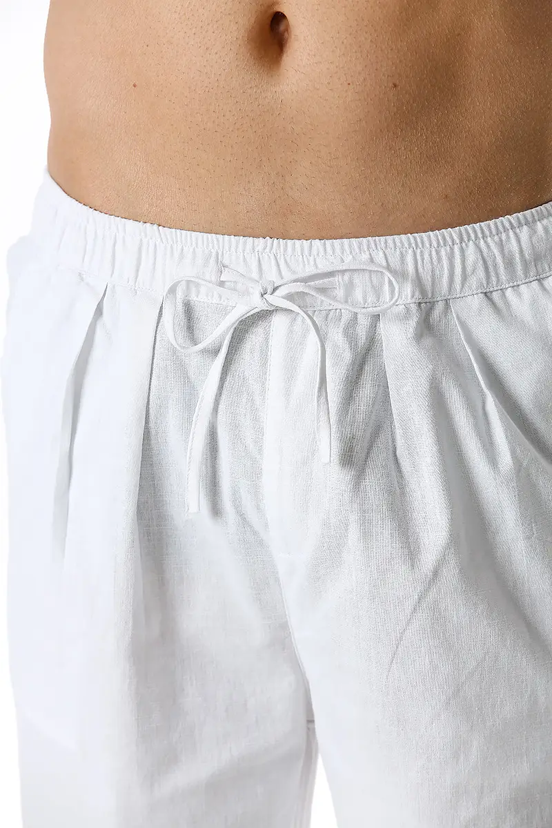 Men Linen Cotton Loose Pants Elastic Waist Yoga Pants — feature 26