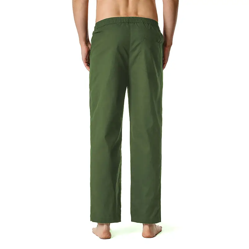 Men Linen Cotton Loose Pants Elastic Waist Yoga Pants — feature 5