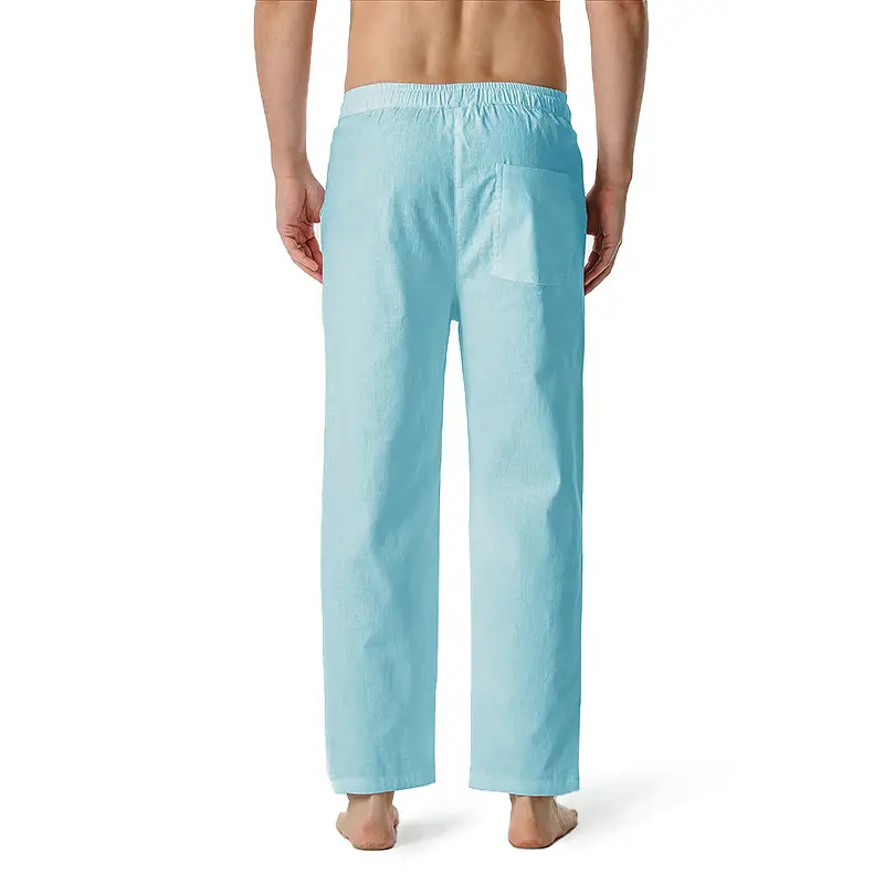 Men Linen Cotton Loose Pants Elastic Waist Yoga Pants — feature 9