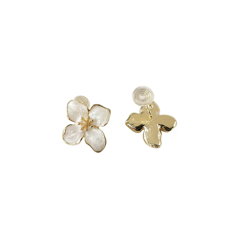 Golden Flower Dropping Pearl Earrings for Women - Image 5