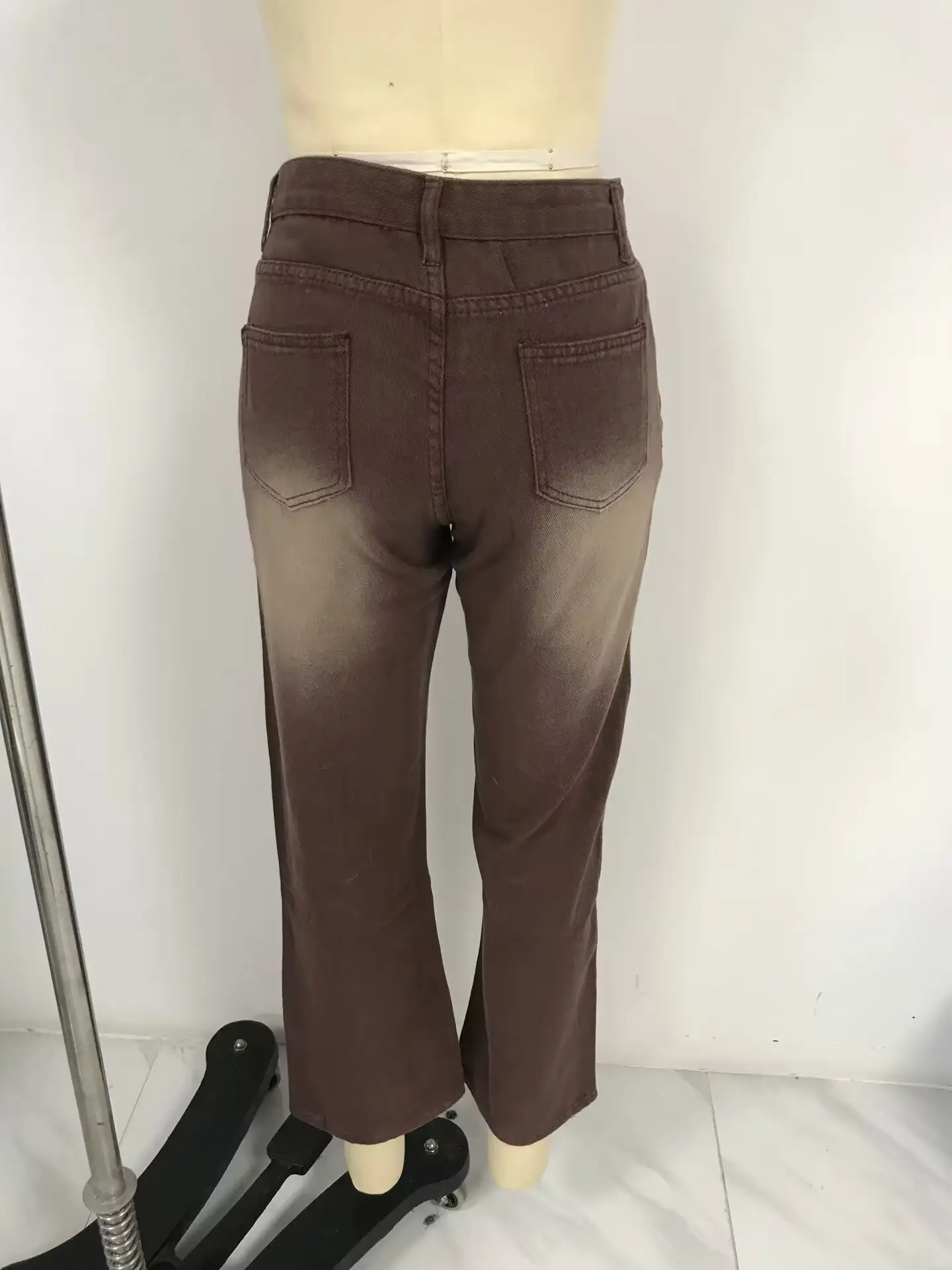 Women's Irregular Printed Loose Trousers Low Waist Pleated Washed Old Multicolor Jeans — feature 14