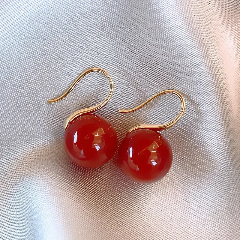 Benmingnian Red Agate Earrings for Women