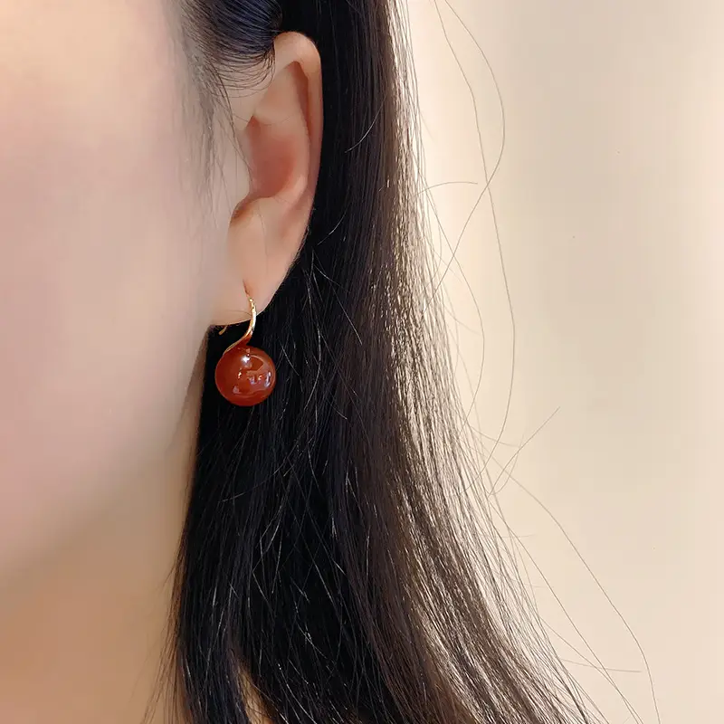 Benmingnian Red Agate Earrings for Women