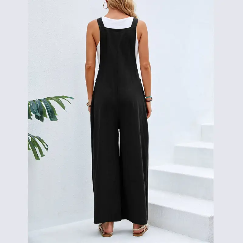 Women's Green Wide Leg Trouser Set Mid Waist Overalls