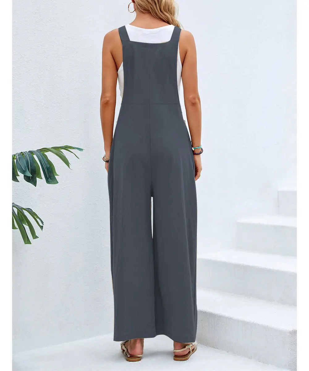 Women's Green Wide Leg Trouser Set Mid Waist Overalls — feature 20
