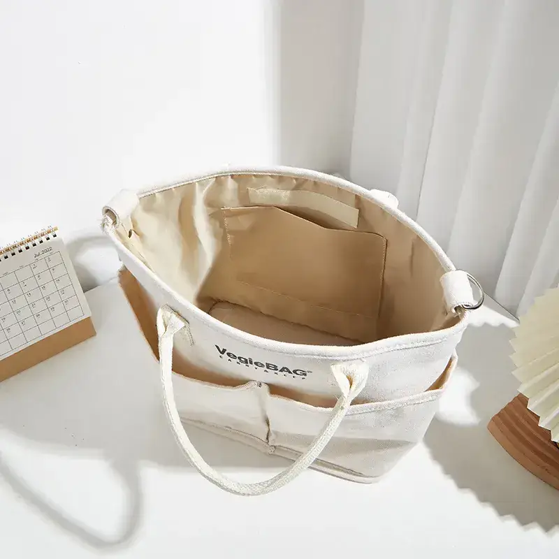 2023 New Women's White Canvas Tote Bag Large Capacity - Image 3