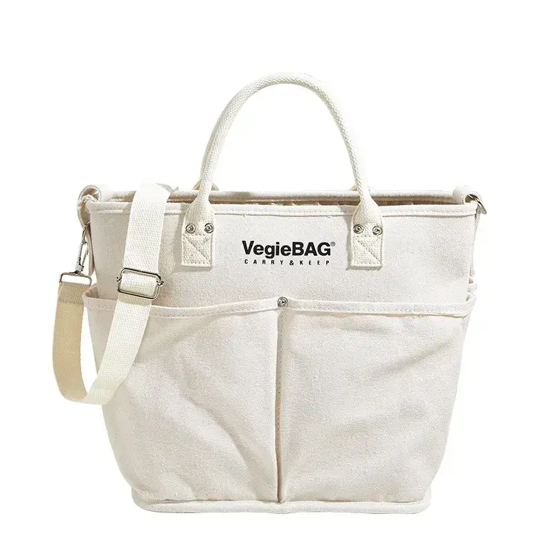 2023 New Women's White Canvas Tote Bag Large Capacity - Image 5