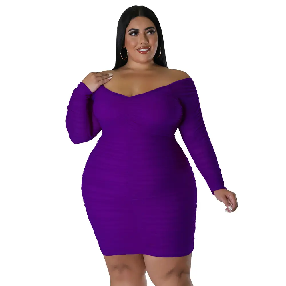 Black Wrap Dress for Plus Size Women with Mesh Sleeves