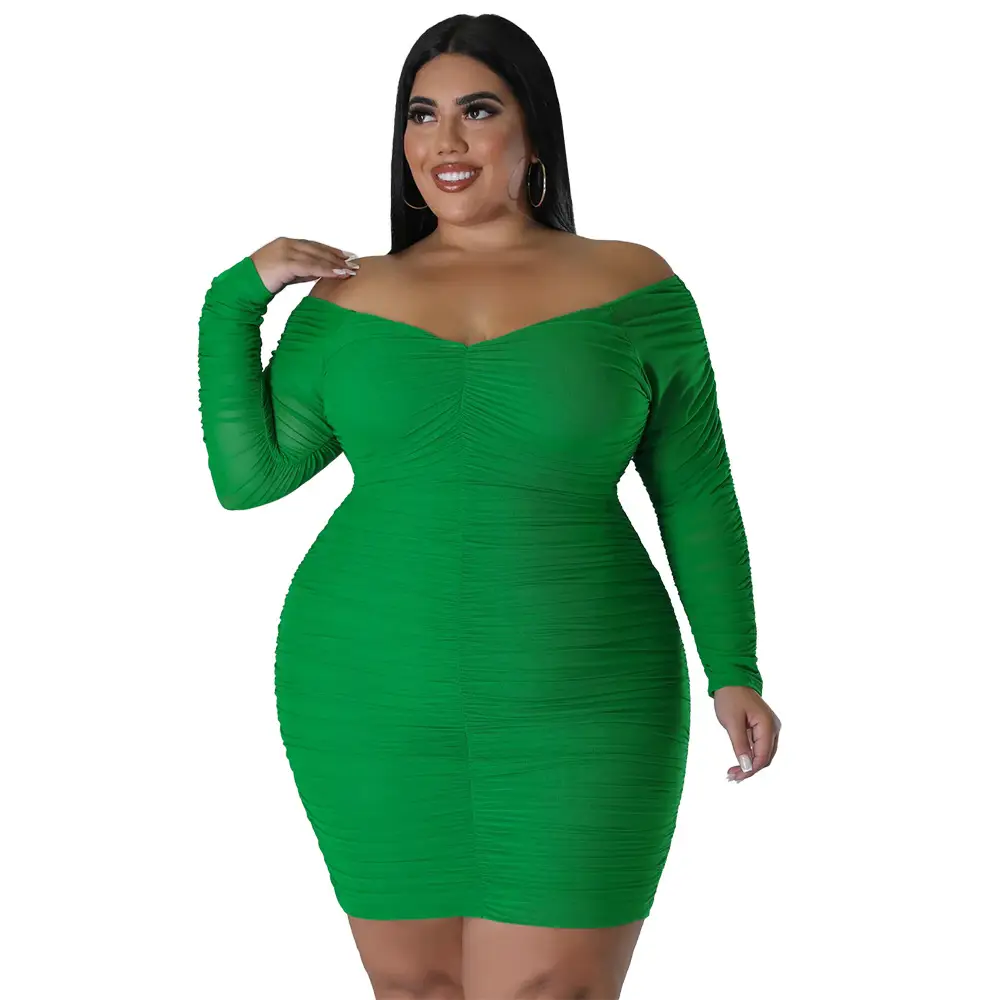 Black Wrap Dress for Plus Size Women with Mesh Sleeves