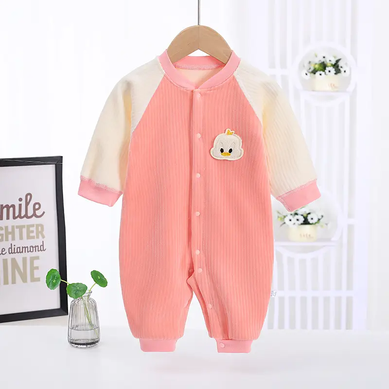 New Baby Fleece Suit Cartoon Pink Blue Yellow
