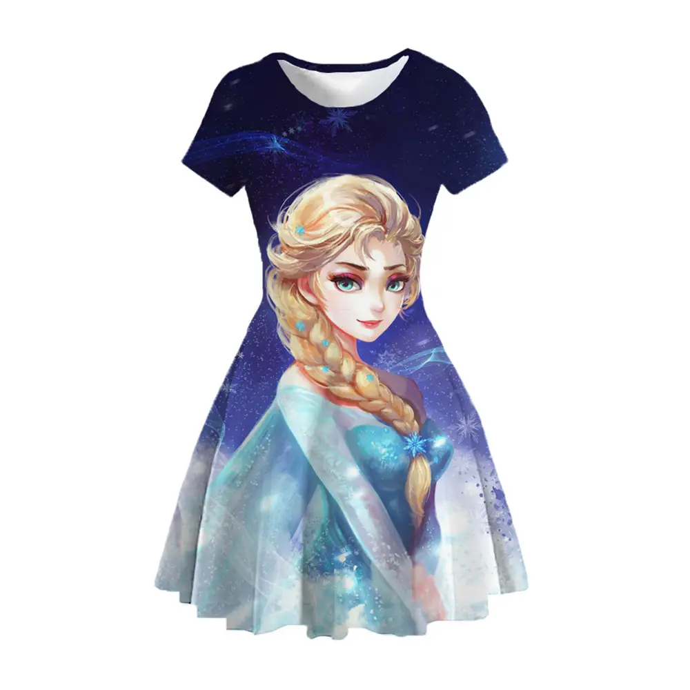 Diz N Frozen Anna Elsa Princess 3D Dress Girls Birthday Party Children Cosplay - Image 4