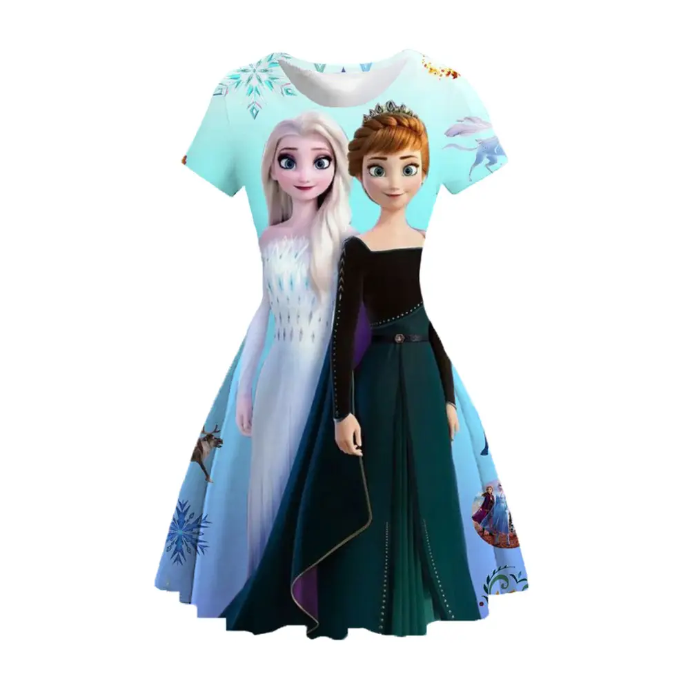 Diz N Frozen Anna Elsa Princess 3D Dress Girls Birthday Party Children Cosplay - Image 7